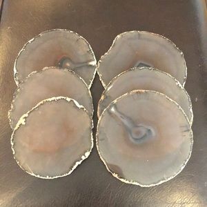 Set of 6 translucent natural edge stone coasters